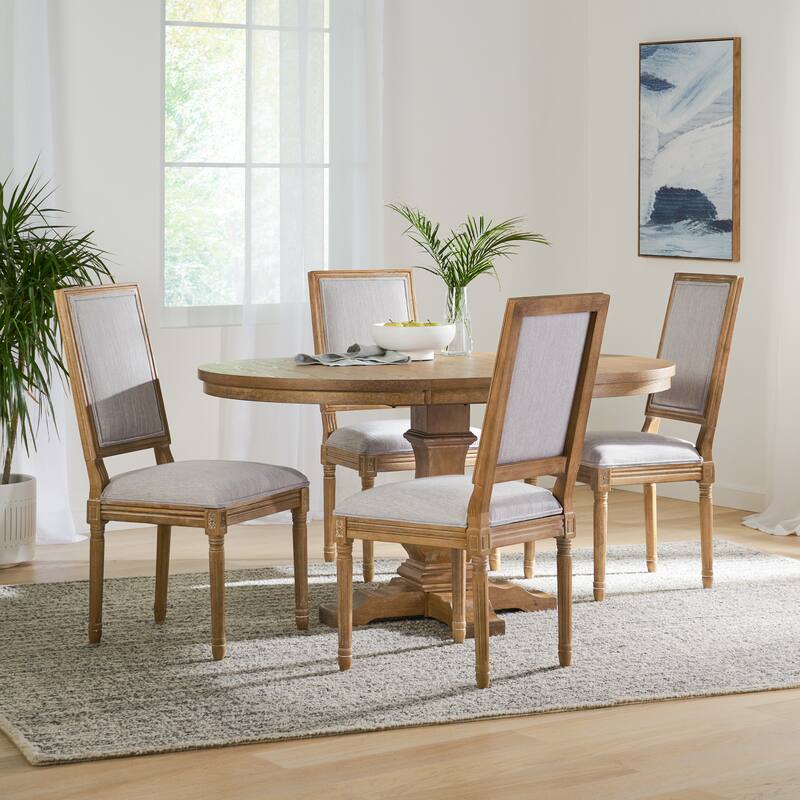 Regina Wood Dining Set by Christopher Knight Home - Light Gray/ Natural