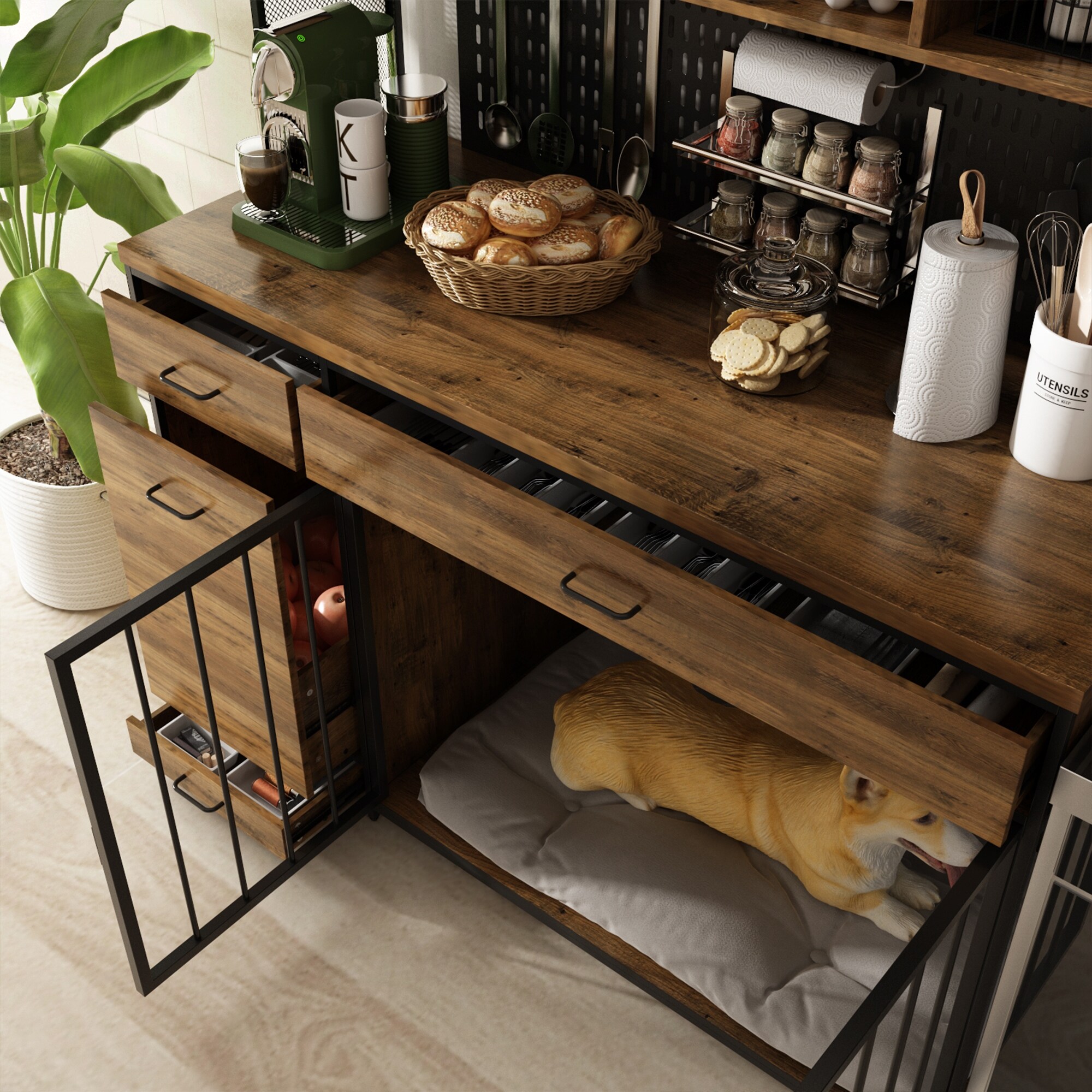 Kitchen cabinet 2025 dog crate