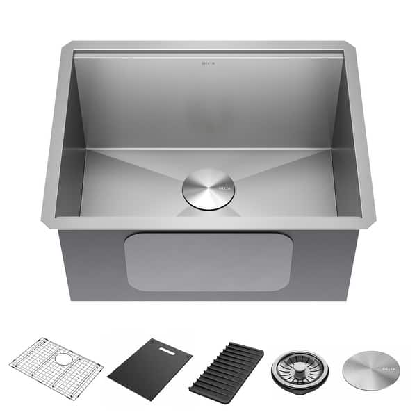 slide 2 of 11, Delta 95B9031-24SL Rivet 24” Workstation Laundry Utility Kitchen Sink Stainless Steel