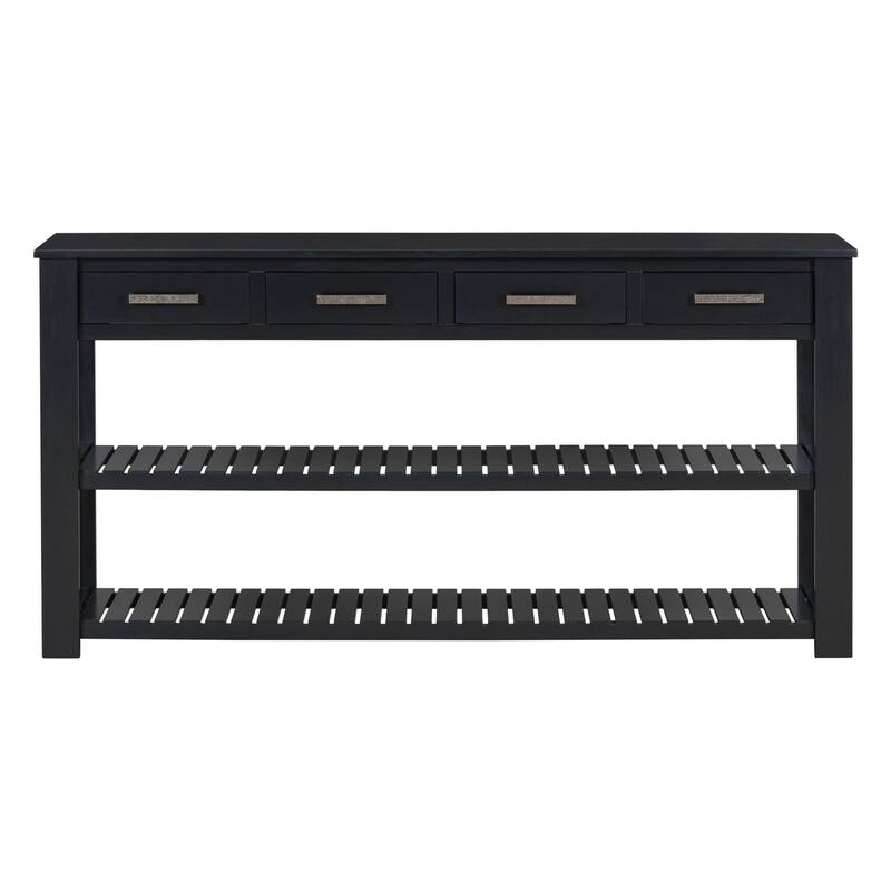 Entryway Console Table with 4 Drawers and 2 Shelves, Suitable for Entryways, Living Rooms