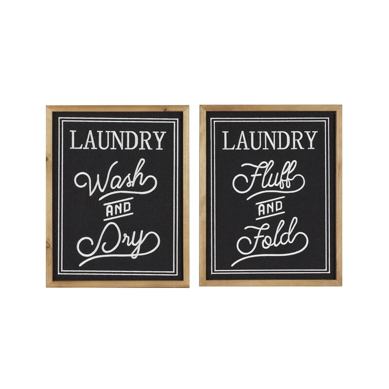 Linen Fabric Sign Laundry Wall Decor - Set of 2 Black - Roche River Decor - Black