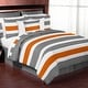 preview thumbnail 2 of 4, Sweet Jojo Designs Grey and Orange Stripe 3-piece Full/ Queen-size Comforter Set