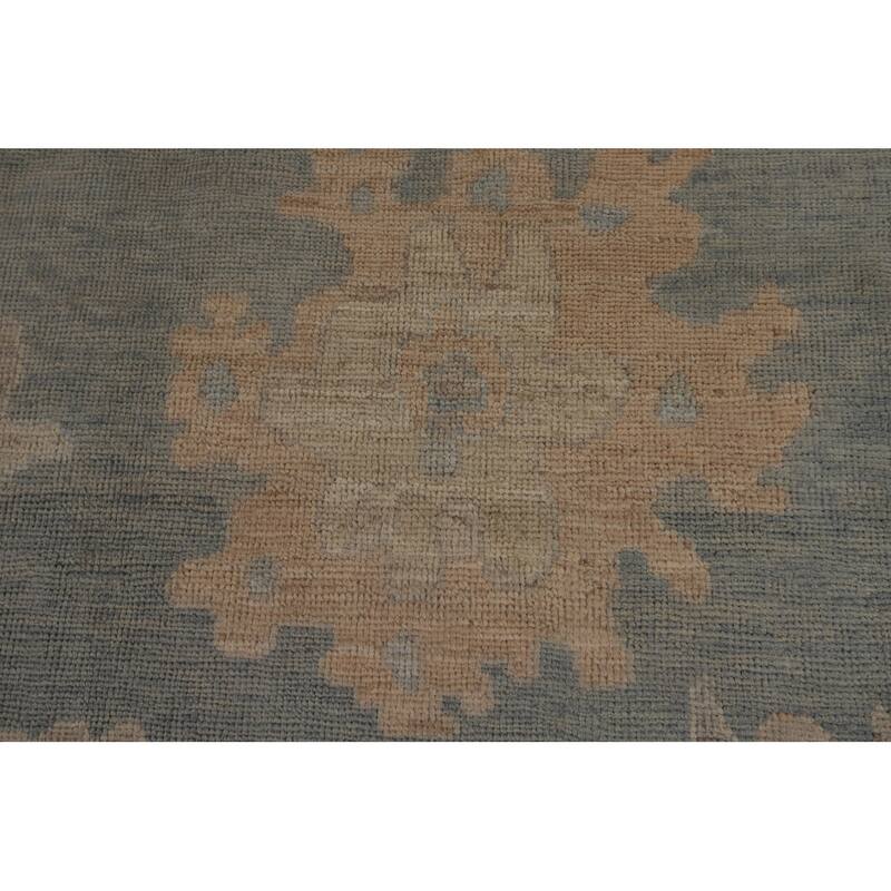 Vegetable Dye Blue Oushak Turkish Rug Handmade Oriental Wool Carpet - 8'10"x 11'8"