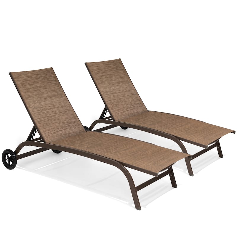 VredHom Outdoor Adjustable Chaise Lounge Chairs with Wheels - 43.2 in D * 12 in H * 21.9 in W