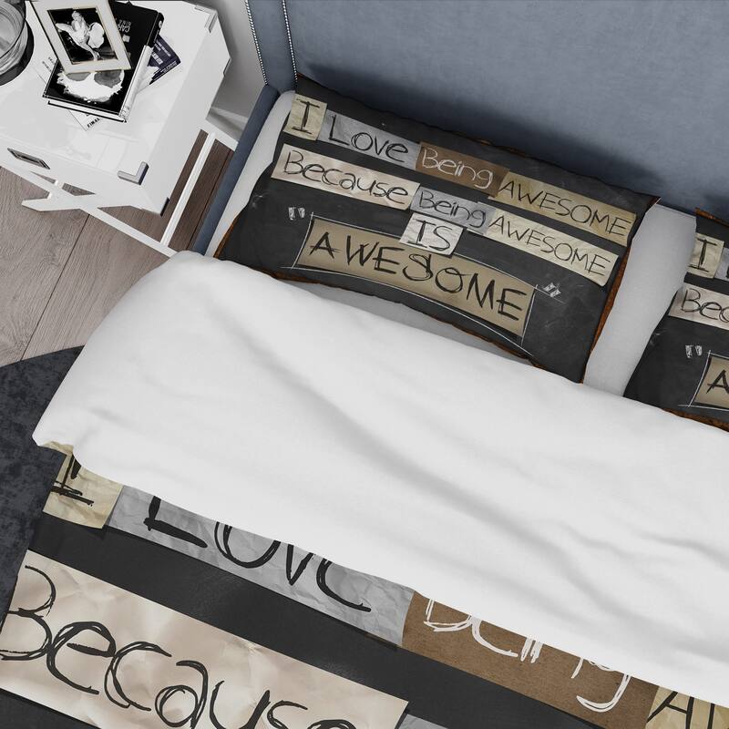 Designart 'I Love Being Awesome' Rustic Duvet Cover Set