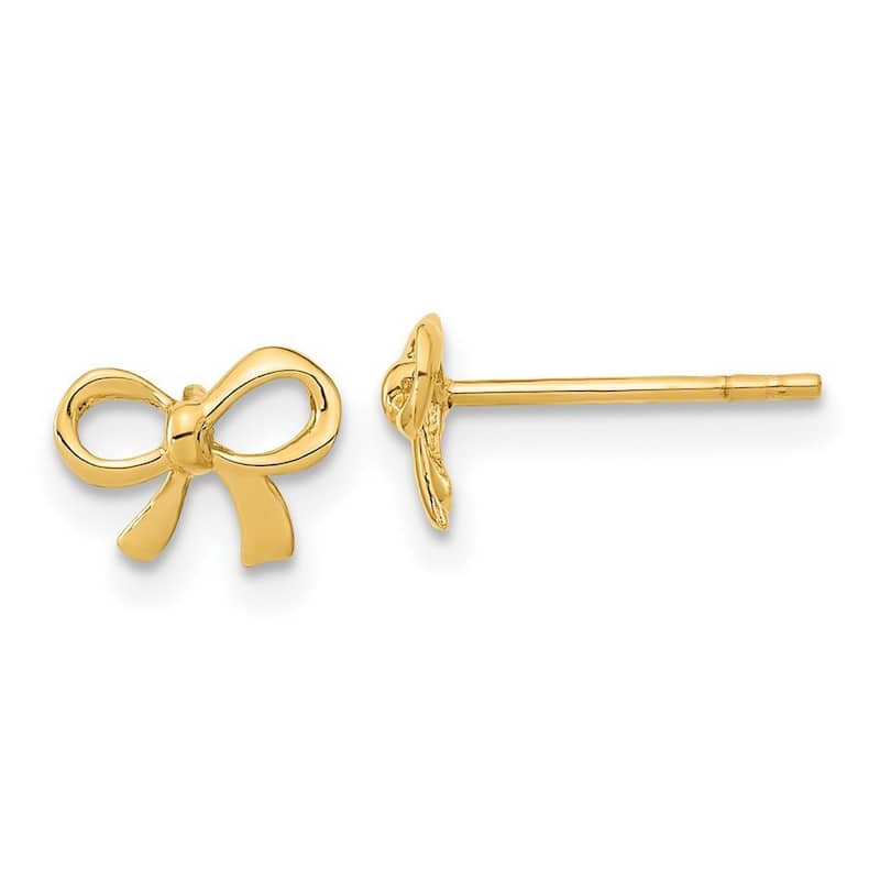 Curata 14k Gold Polished Bow Post Earrings - 6x8.35mm Wide