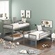 preview thumbnail 2 of 7, Gray Twin Pine Triple Bunk Bed with Guardrails, Convertible Ladder, Slide, Convertible Configuration