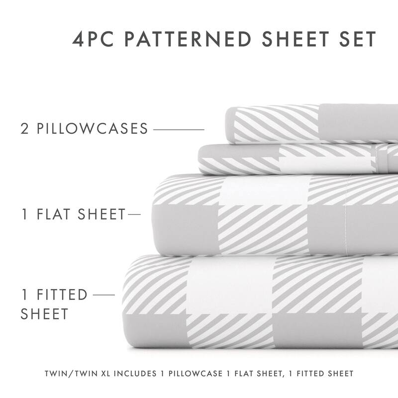 Becky Cameron Country Plaid Pattern 4 Piece Deep Pocket Bed Sheets Set