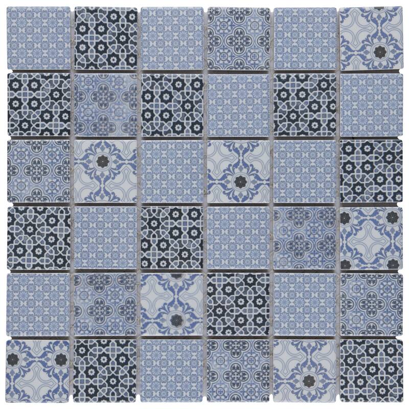 Merola Tile Classico 2" Square Blue 11-3/4" x 11-3/4" Porcelain Mosaic Floor and Wall Tile