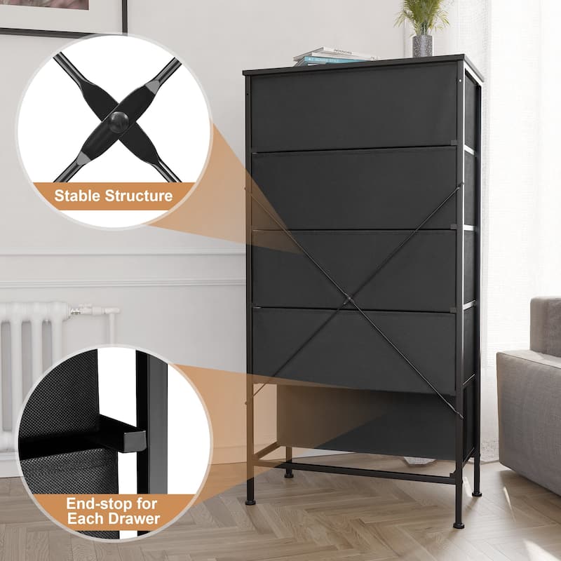 Crestlive Dresser Closet PE Wicker Rattan Storage Tower Organizer Chest of 5 Drawers