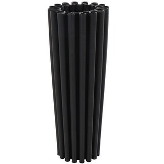 Ceramic Abstract Dimensional Ribbed Decorative Vase with Cylindrical ...