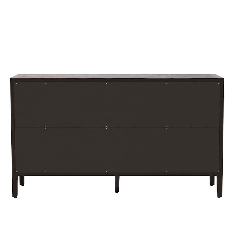 Roomfitters Wood Storage Cabinet with Three Tempered Glass Doors and Adjustable Shelf, Suitable for Living Room
