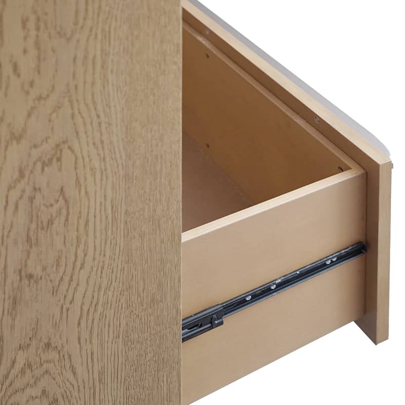 52 Inch Tall Dresser Chest, 5 Drawers, Metal Handles, Floating Plinth Base