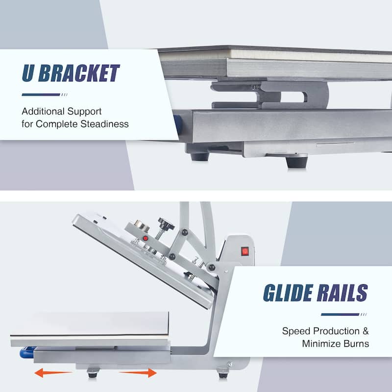 Creworks Semi Auto Clamshell Heat Press Machine with 16 x 20 Heat Pad Slide Out Base 1600-Watt - 30.71" x 21.65"