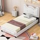 preview thumbnail 1 of 5, White Twin Size Cute Pine Wood Upholstered Platform Bed Twin - White