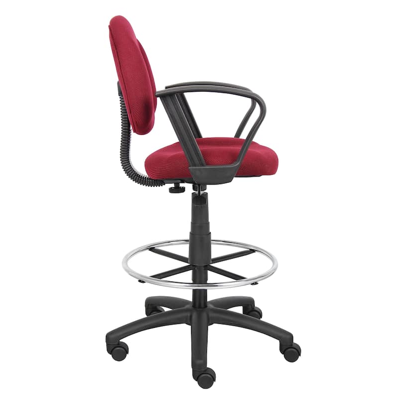 Boss Adjustable Black Loop Arm Drafting Stool with Wheel Casters