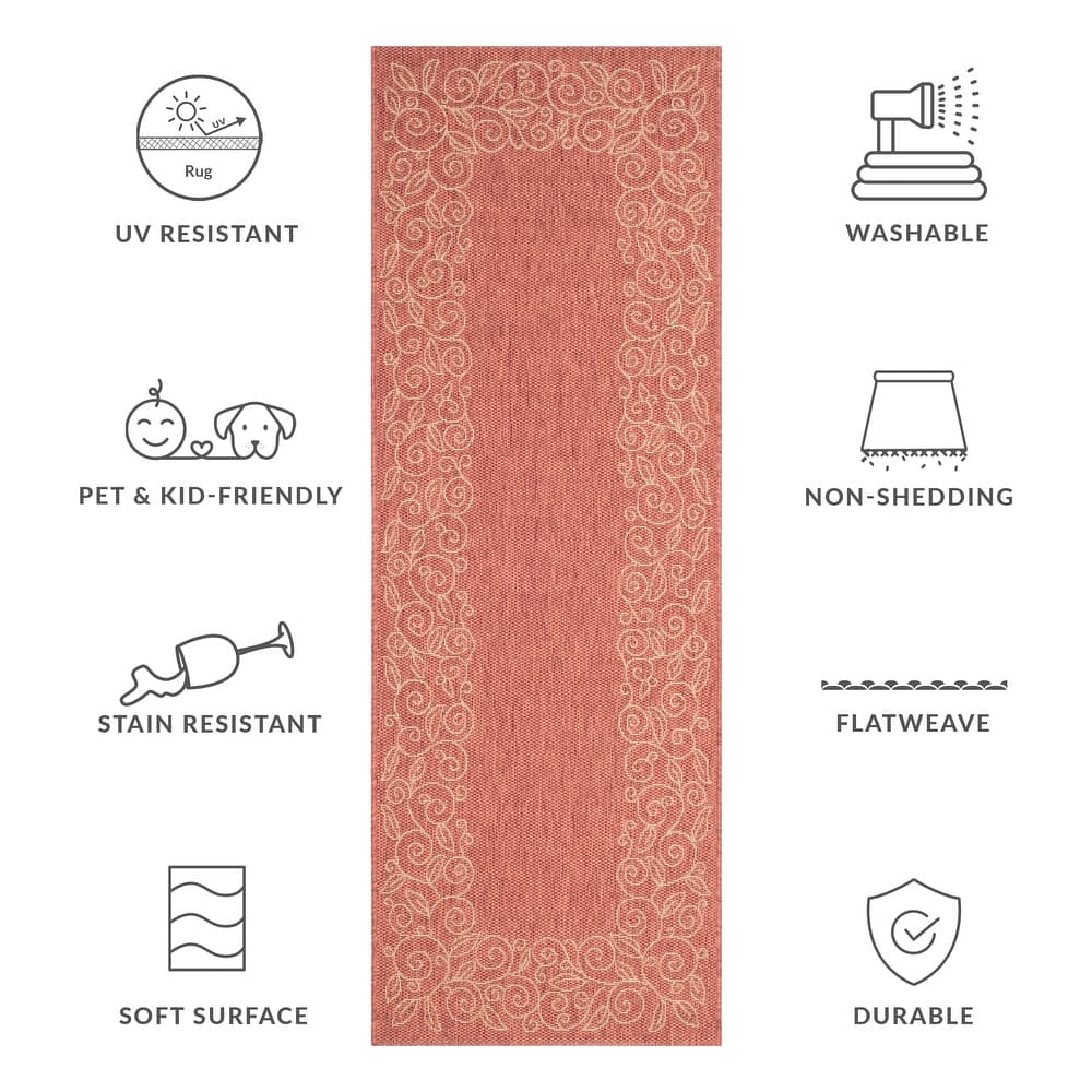 SAFAVIEH Courtyard Elfur Scroll Indoor /Outdoor Waterproof Patio Backyard Rug