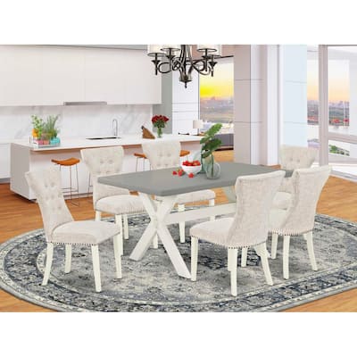 HomeStock 7-Piece Natural Oak Finish Solid Wood Top Dining Table with 6 Parson-Chairs