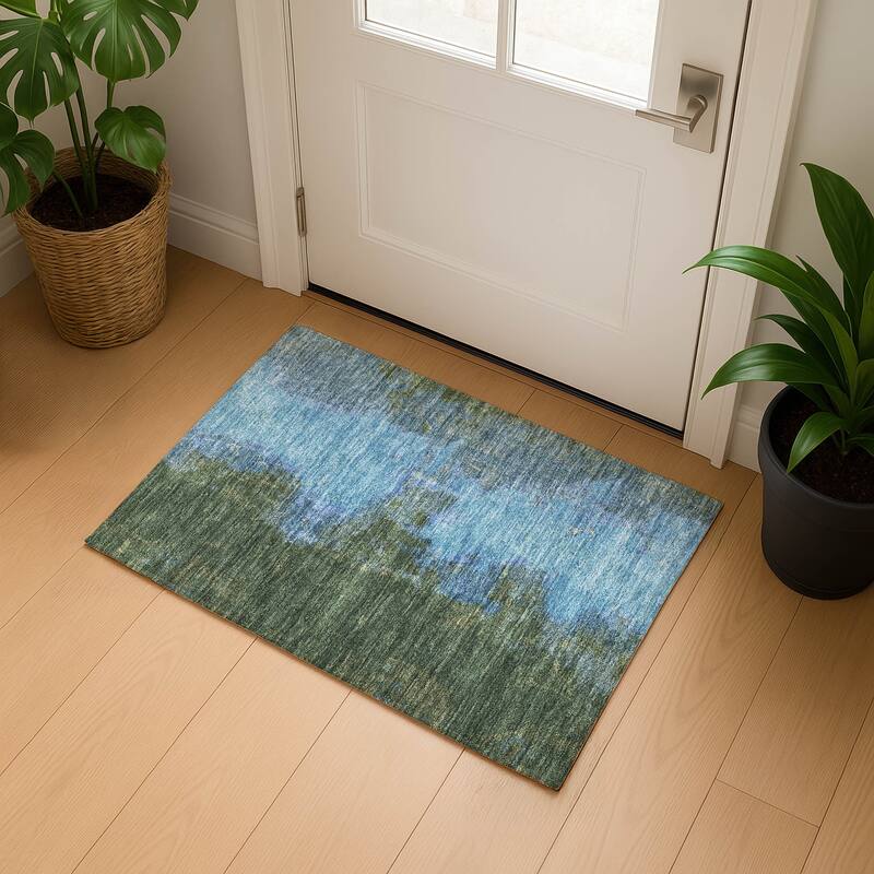 Premium Washable Super Soft Vintage Traditional Mayfield Rug - Cactus - 1'8" x 2'6"