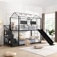preview thumbnail 1 of 5, Metal Bunk Bed with Slide and Playhouse Design - Twin Over Twin, Sturdy Steel Construction Black