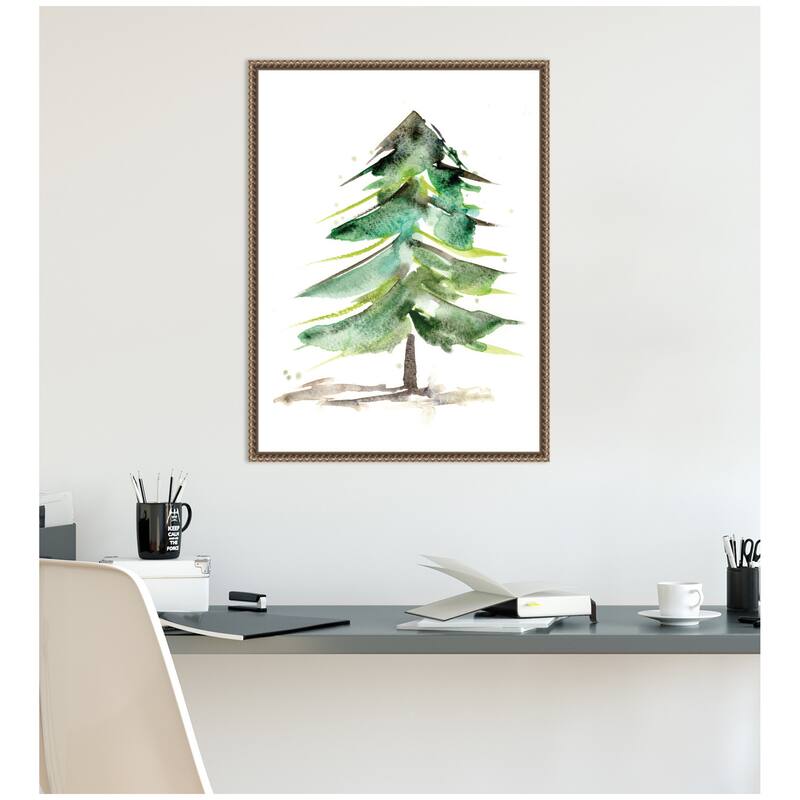 Kate and Laurel Sylvie Winter Spruce Framed Canvas by Xizhou Xie