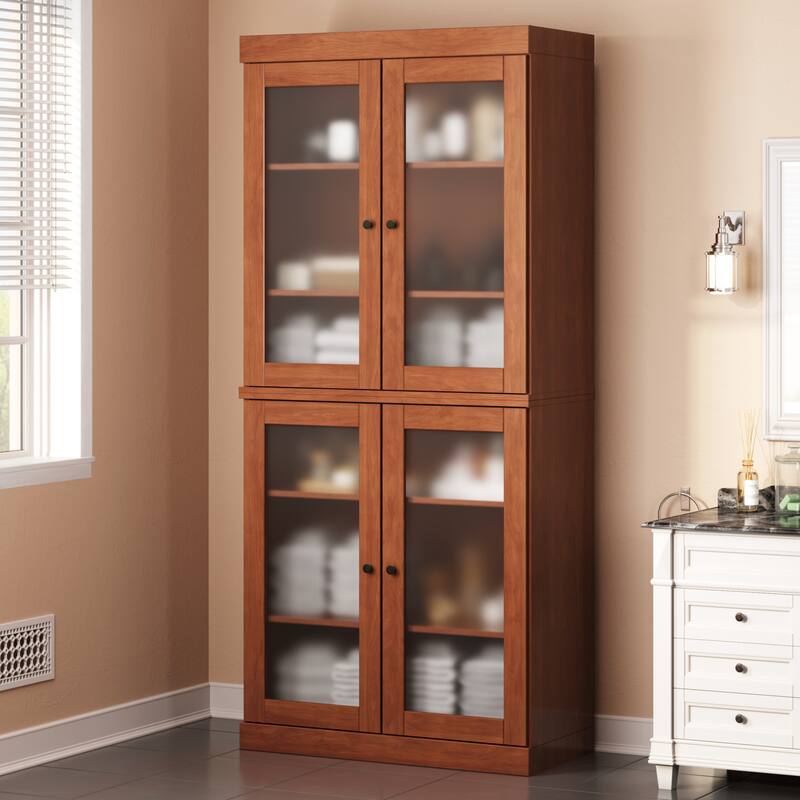 100% Solid Wood 32" Bathroom Cabinet with Optional Doors by Palace Imports - Mocha - 4 Doors Frosted