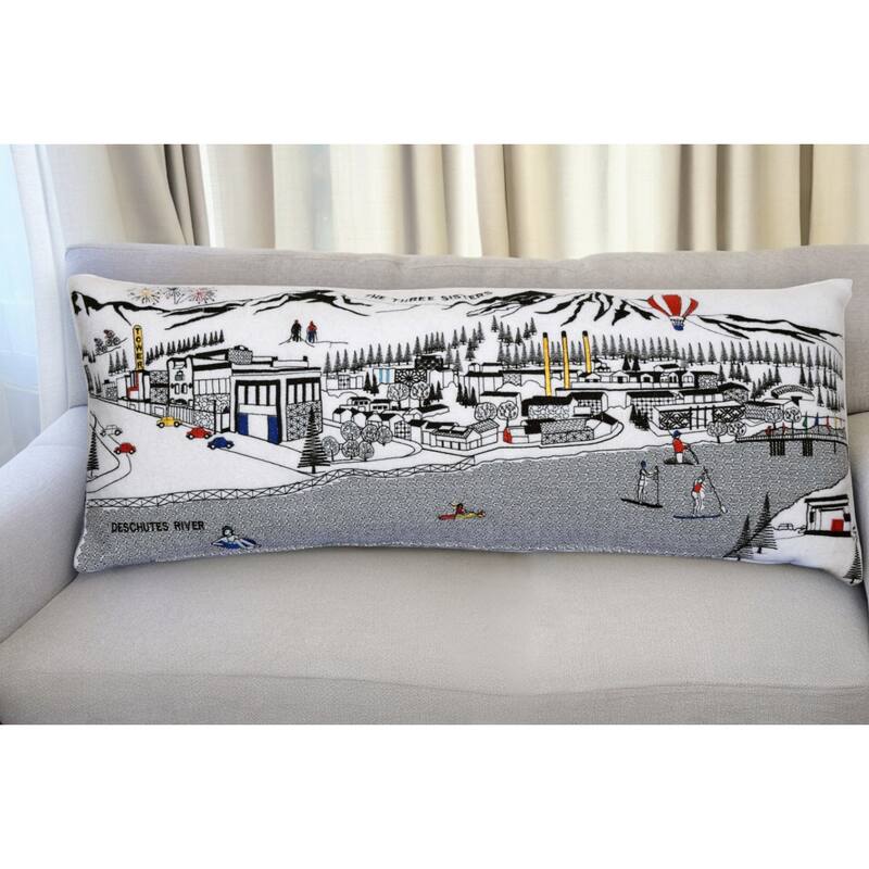 HomeRoots 35" White Bend Daylight Skyline Lumbar Decorative Pillow - Bed Rest