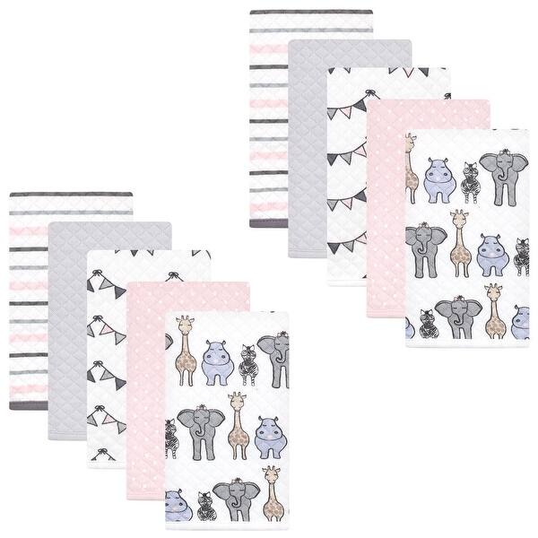 slide 1 of 1, Hudson Baby Infant Girl Quilted Burp Cloths, Pink Safari, One Size - Pink Safari - One Size