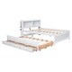 preview thumbnail 9 of 9, Full Captain Bed with Type-C USB Ports & LED Headboard & Trundle, White