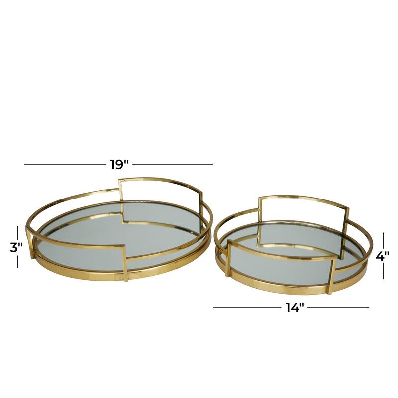 Stainless Steel Metal Mirrored Tray (Set of 2) - Silver or Gold