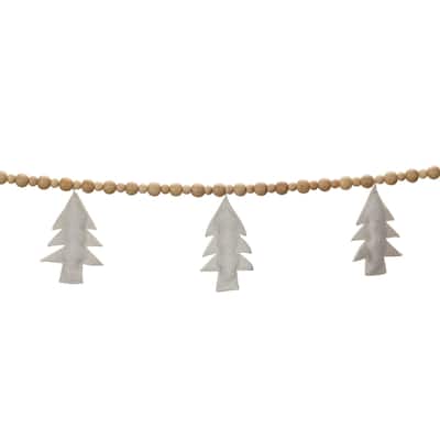 Wood Beaded Christmas Tree Garland - 6' x 5.5" - Unlit