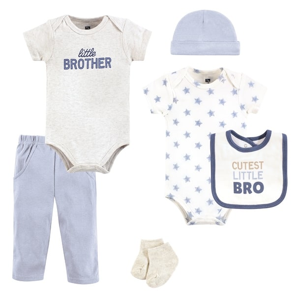 slide 1 of 1, Hudson Baby Infant Boy Cotton Layette Set, Cutest Little Bro 0-3 Months - Cutest Little Bro