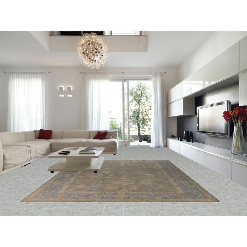 Hand Knotted Oriental 100% Wool Carpet Transitional All-Over Greys & Charcoal Oushak Area Rug - 13' 9'' X 10' 2''