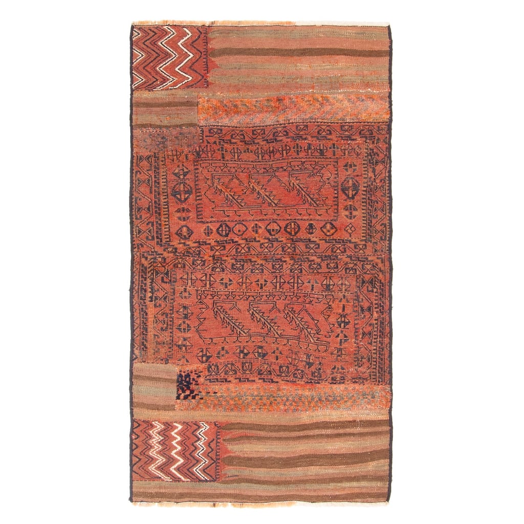 ECARPETGALLERY Flat-Weave Kashkoli FW Red Wool Tapestry Kilim - 2'9 x 5'0