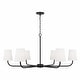 preview thumbnail 5 of 6, Brody 6-light Hanging Chandelier w/ White Fabric Stay-Straight Shade Matte Black
