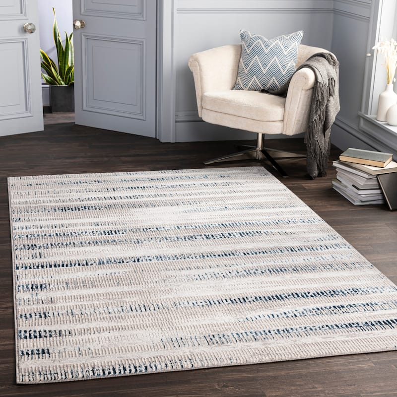 Livabliss Nyna Abstract Striped Area Rug - Denim - 7'10" x 10'