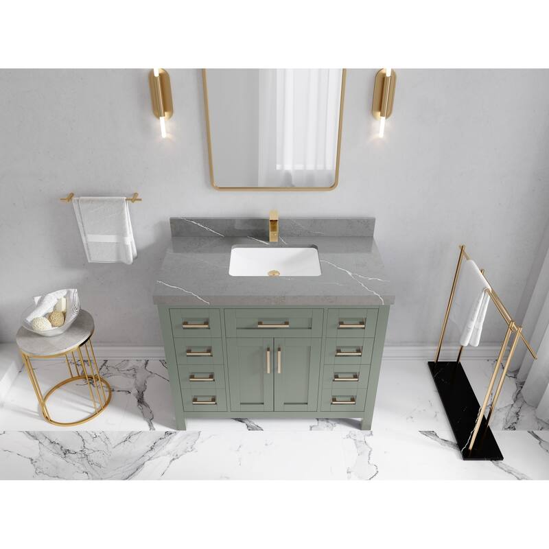 Willow Collections 42 in. W x 22 in. D Cambridge Single Sink Bathroom Vanity with Countertop - 2”Piatra Gray - Evergreen