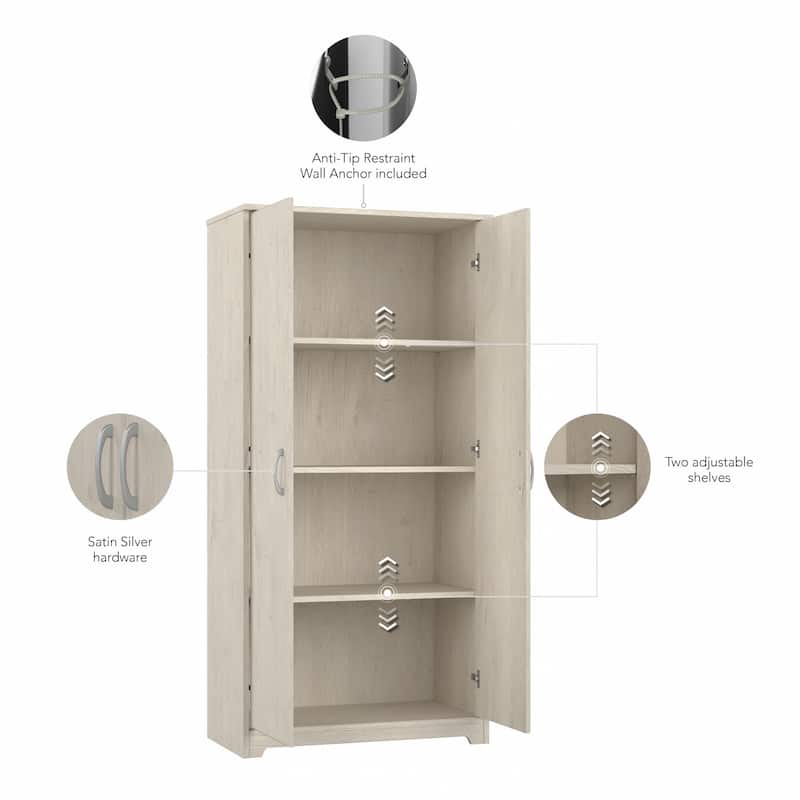 Cabot Espresso Oak Tall Storage Cabinet with Doors - 31.38"L x 16.30"W x 61.14"H