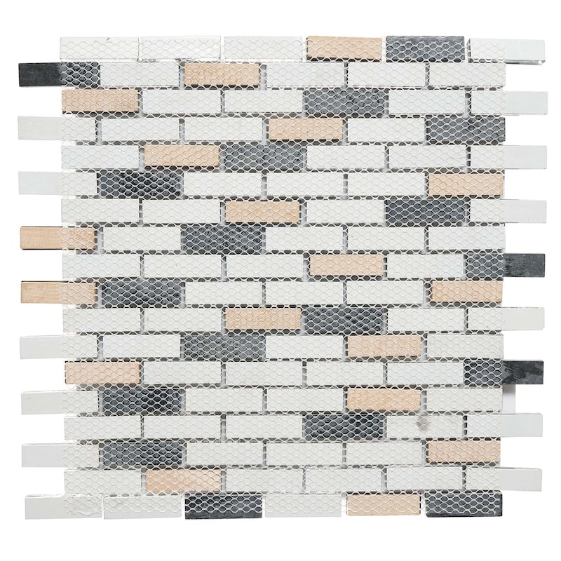 Silver Lead Random Brick Mosaic Tile