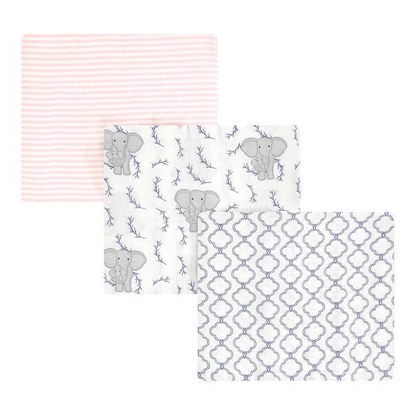 slide 1 of 1, Touched by Nature Baby Girl Organic Cotton Muslin Swaddle Blanket, Pink Elephant, One Size - Pink Elephant - One Size