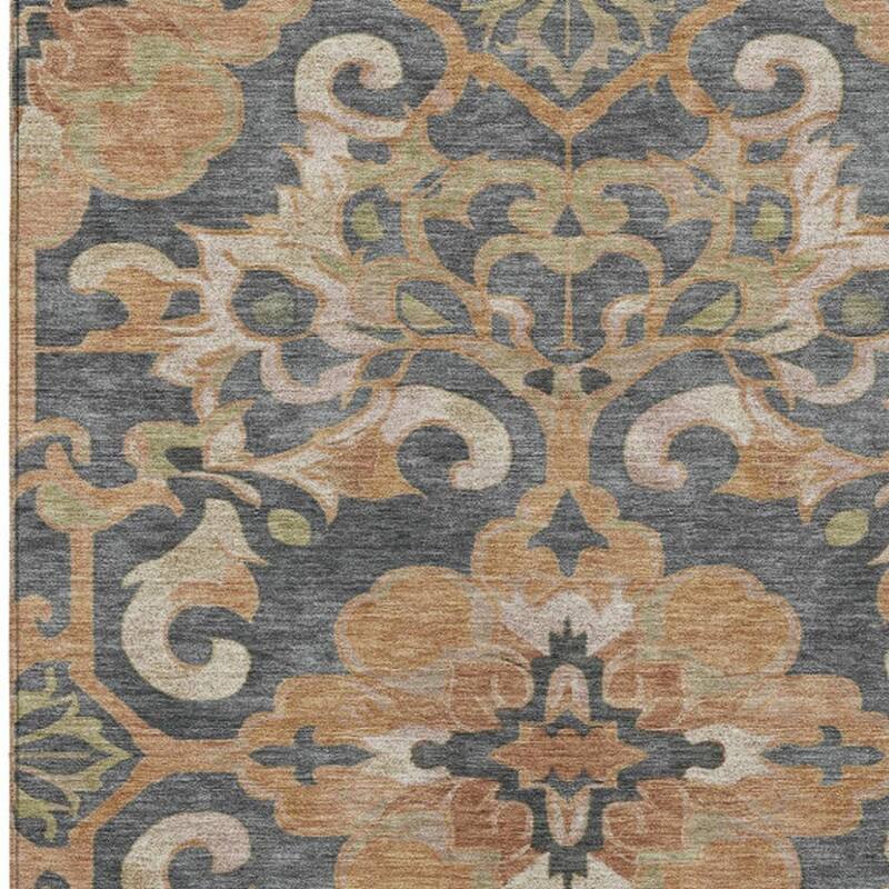 HomeRoots Damask Traditional Rectangle Outdoor Rug