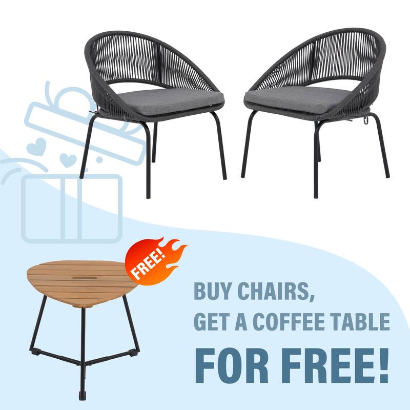 Outdoor 2 Piece Single Chair Set with Free Coffee Table