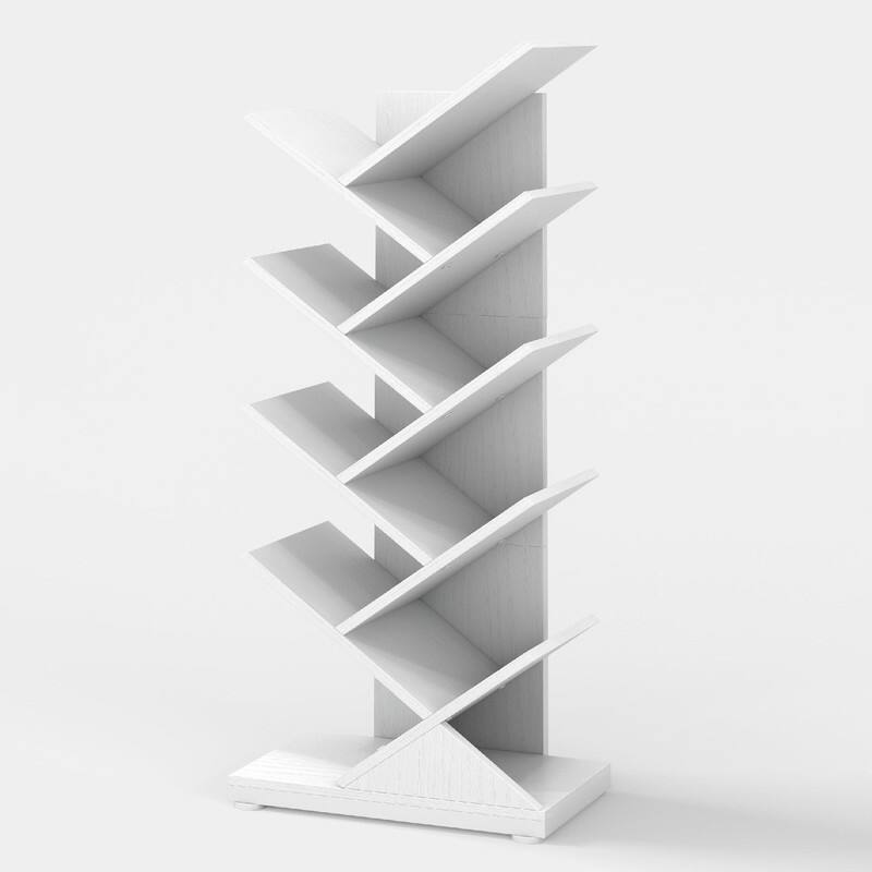 9 Tier Tree Bookshelf - 11.8"D x 7.4"W x 38.4"H - White