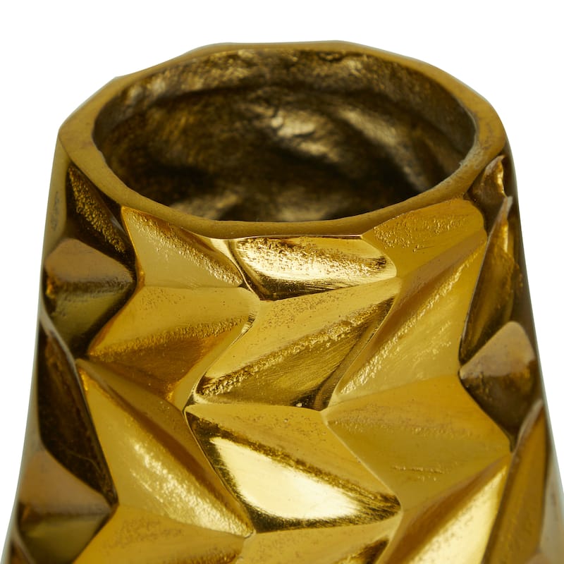 Modern Aluminum Metal Geometric Vase (Set of 2) - Silver, Gold, Black