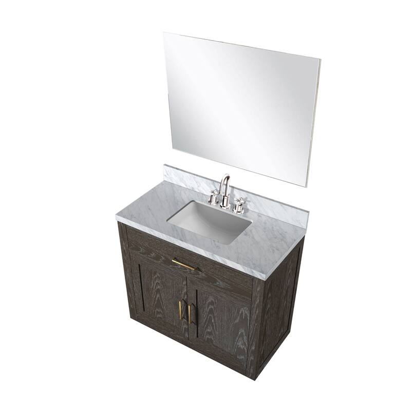 Abbey Bath Vanity with Carrara Marble Top, Sink, Mirror and Faucet