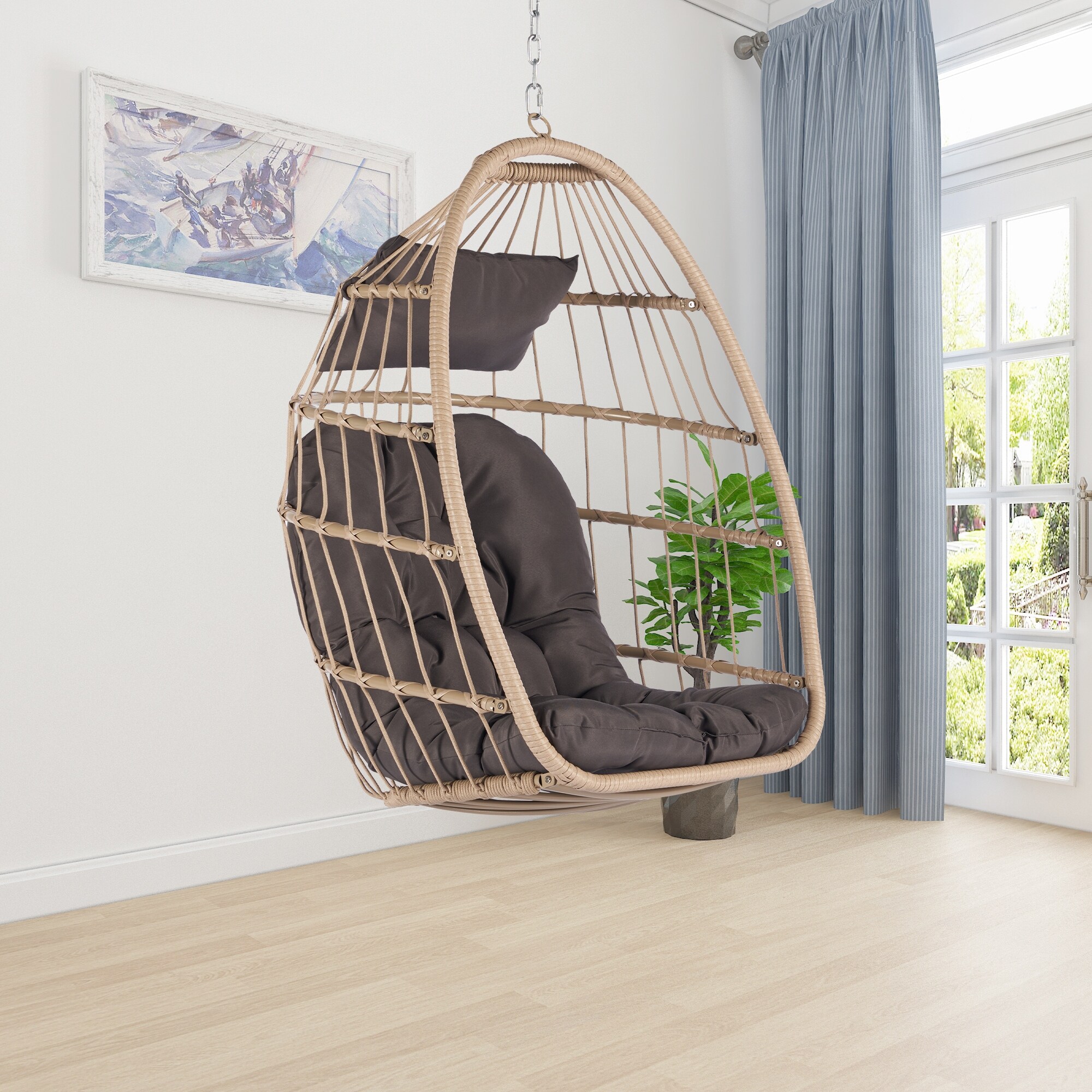 Garden Rattan Egg Swing Chair Hand Woven Sectional Hanging Chair Bed Bath Beyond 40178632