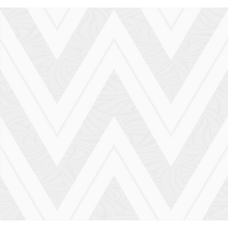 Seabrook Designs Simonette Chevron Faux Unpasted Wallpaper - 27 in. W x 27 ft. L - Alabaster & Metallic Silver