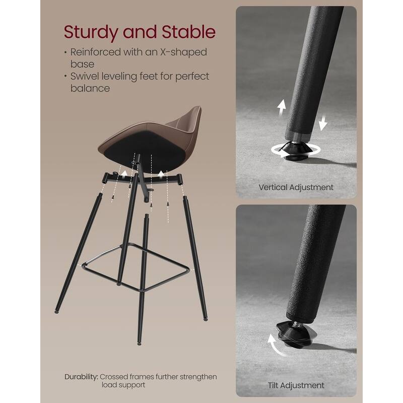 Contemporary Set of 2 Bar Stools - Stylish Seating Solution for Home
