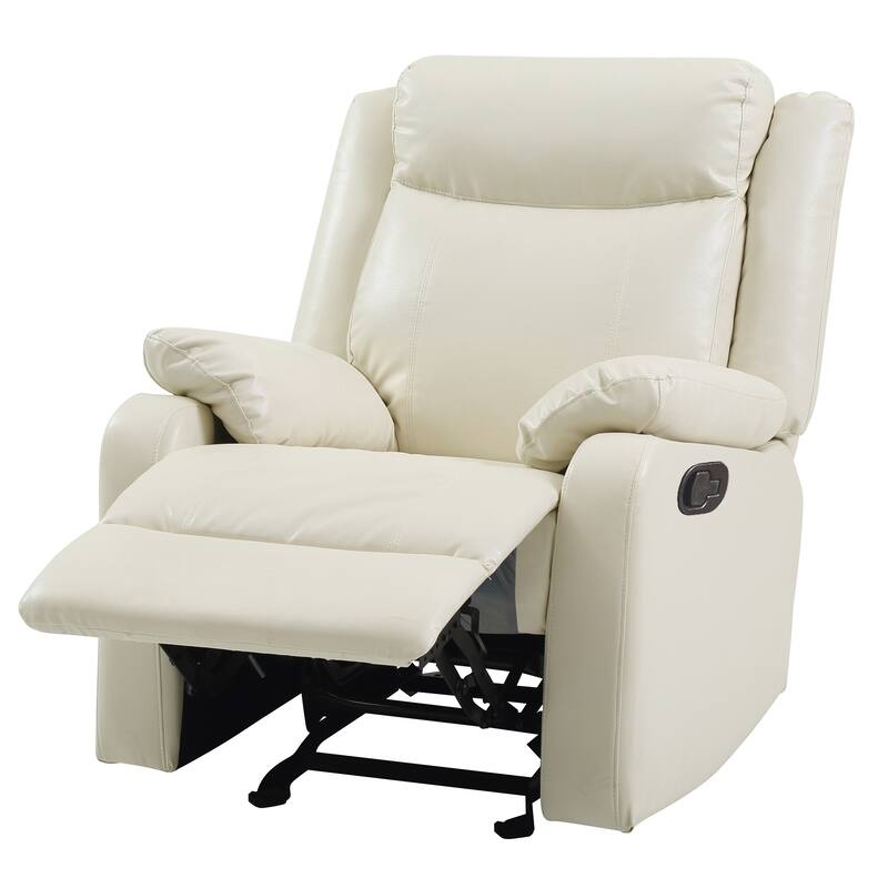 Solid Reclining Upholstered Accent Chair with Padded Arms - 40" - White