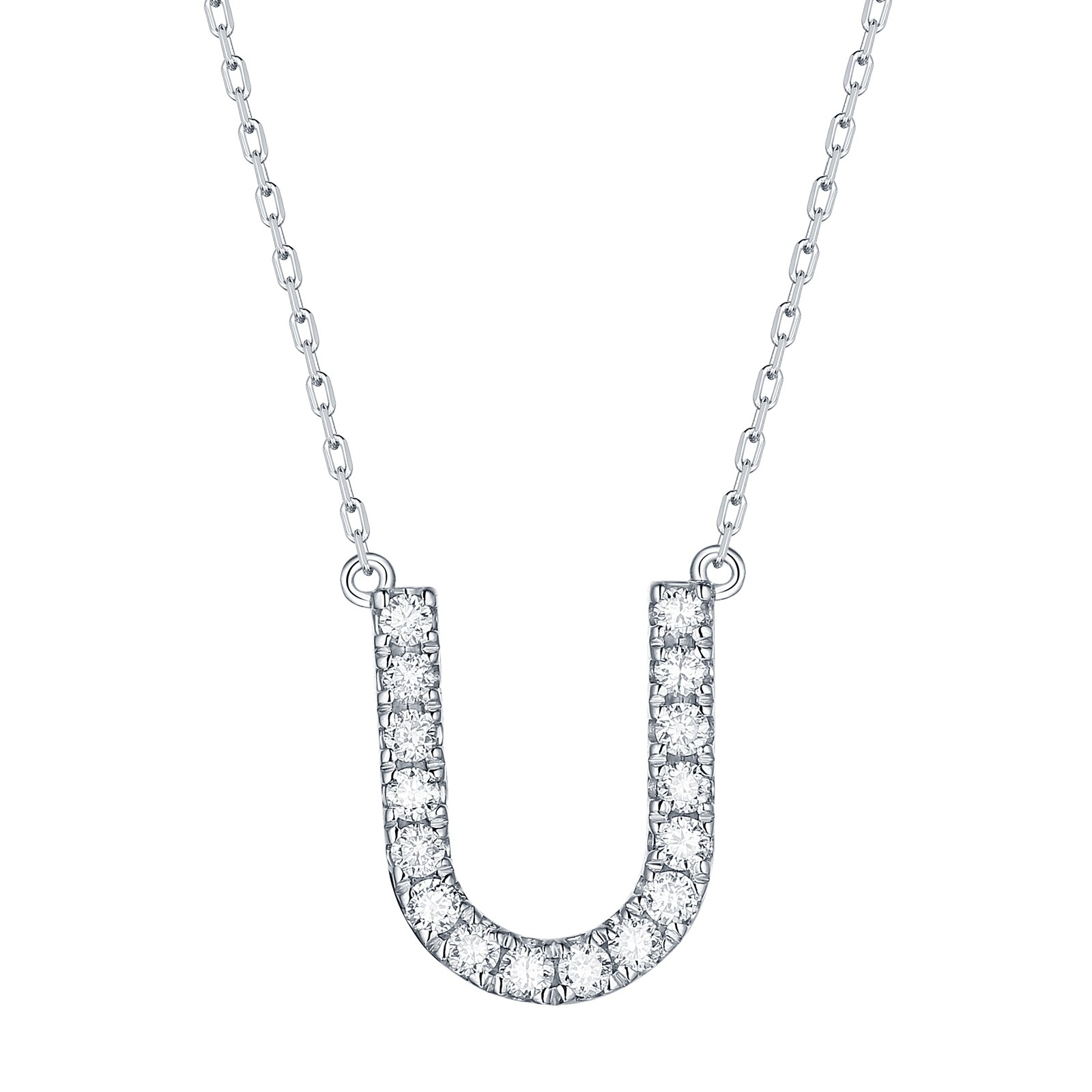 Lab Grown Diamond U Letter Initial Necklace 1 4 Ctw 14k Solid Gold By Smiling Rocks Overstock 31606969